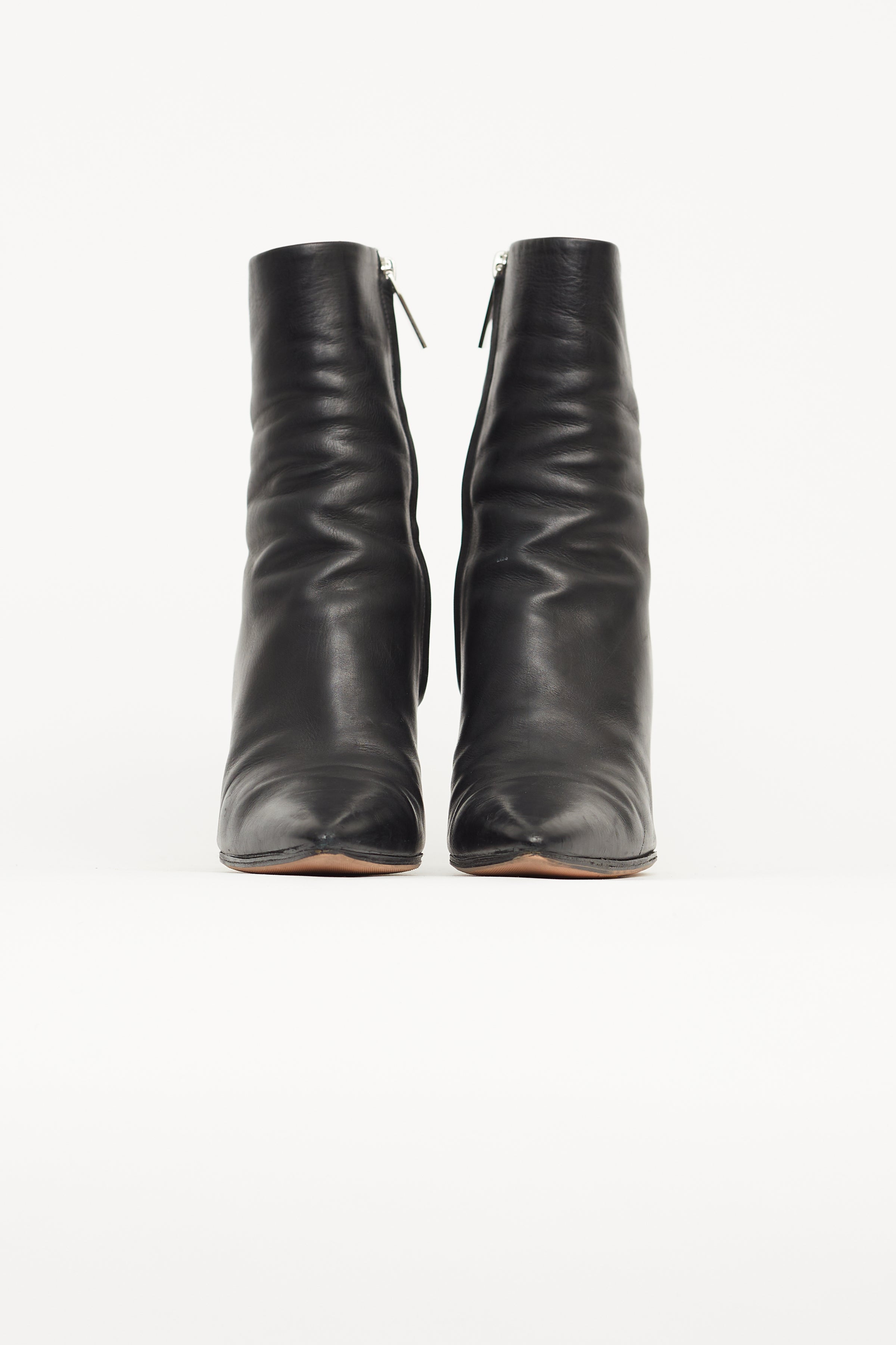 The Row Black Leather Pointed Toe Sock Boot VSP Consignment