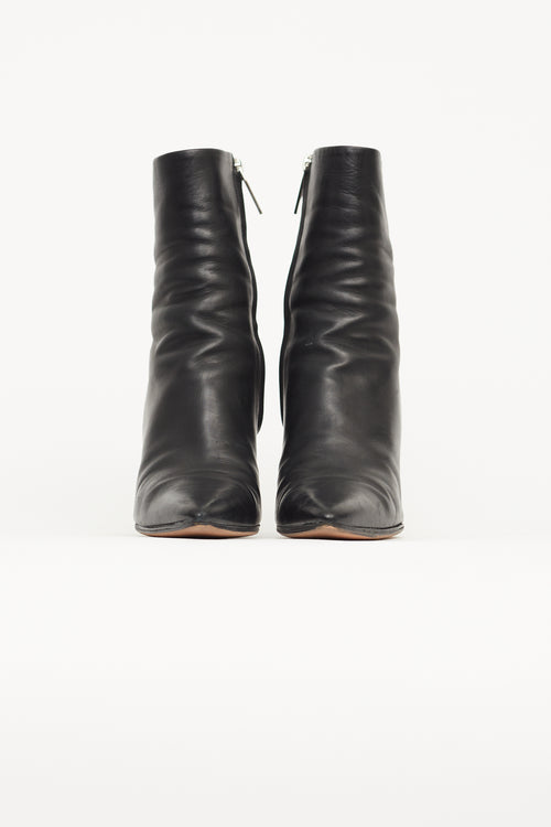 The Row Black Leather Pointed Toe Sock Boot