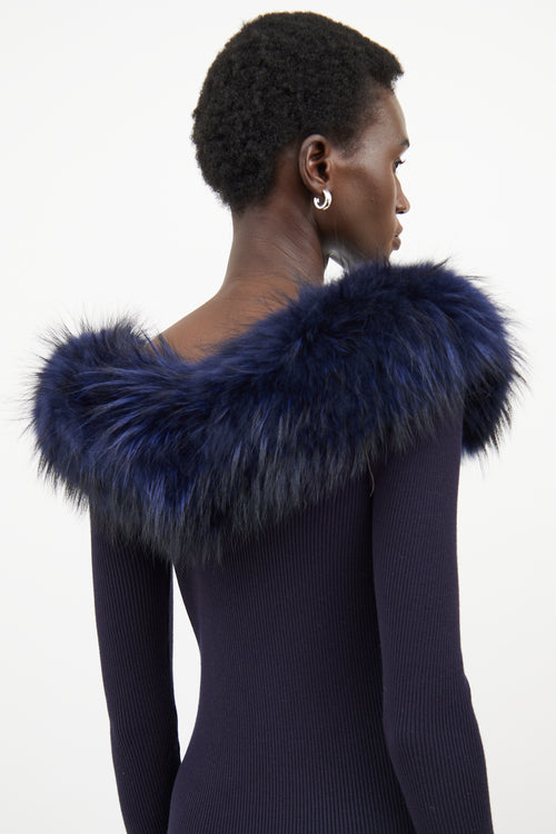 The Royals Navy Ribbed Faux Fur Dress