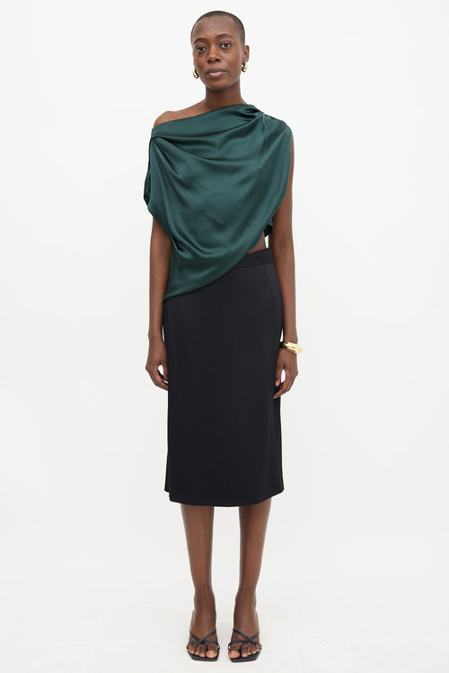 The Sei Silk Satin Draped Top