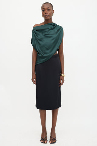 The Sei Silk Satin Draped Top