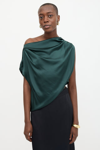 The Sei Silk Satin Draped Top