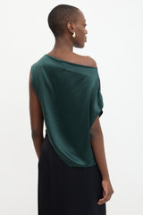 The Sei Silk Satin Draped Top