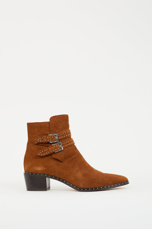 The Kooples Brown Suede Studded Ankle Boot