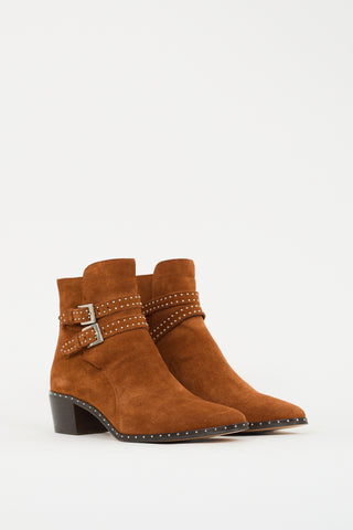 The Kooples Brown Suede Studded Ankle Boot