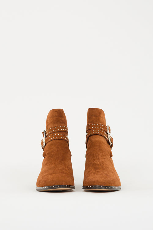 The Kooples Brown Suede Studded Ankle Boot