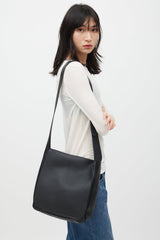 The Row Black Leather Avery Flap Messenger Bag