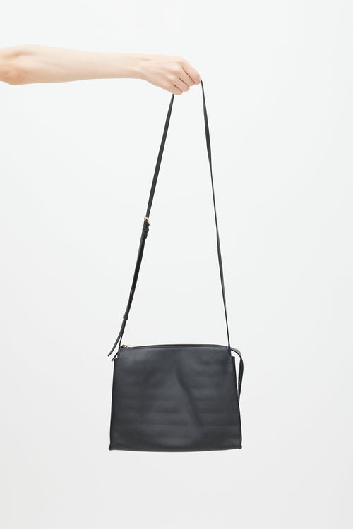 The Row Black Leather Nu Twin Crossbody Bag