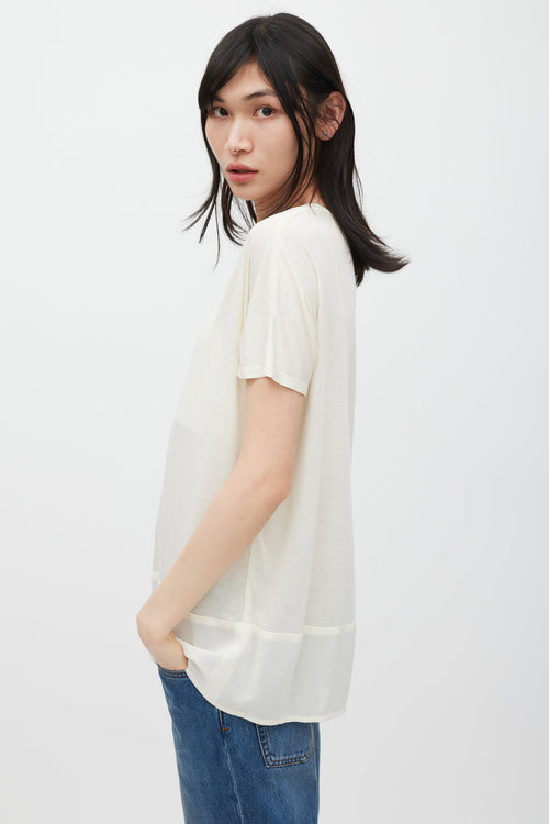 The Row Cream Scoop Neck Panelled T-Shirt