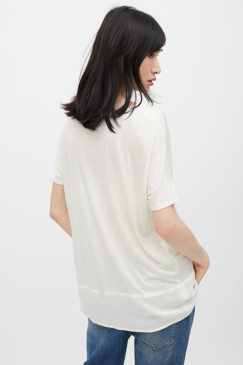 The Row Cream Scoop Neck Panelled T-Shirt