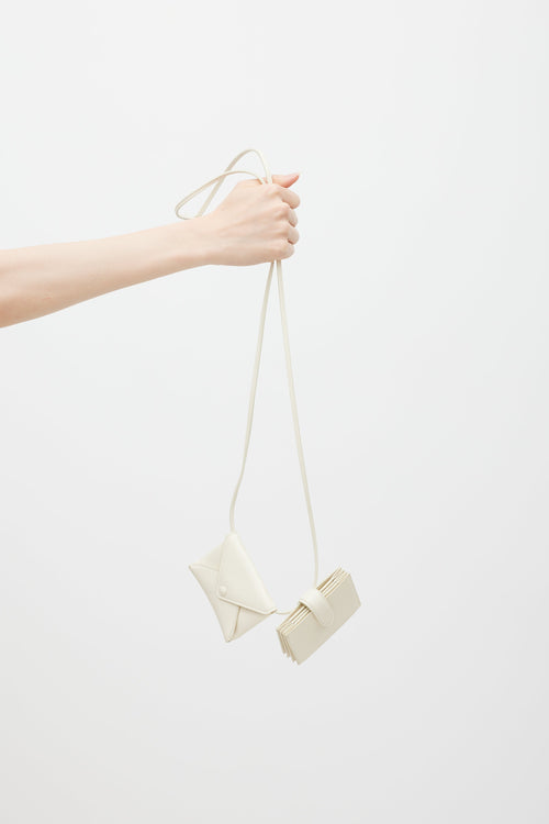 The Row White Leather Mini Envelope Multi Card Case Bag