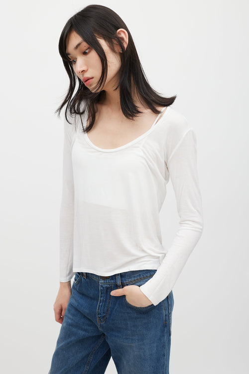 The Row White Long Sleeve Cropped T-Shirt
