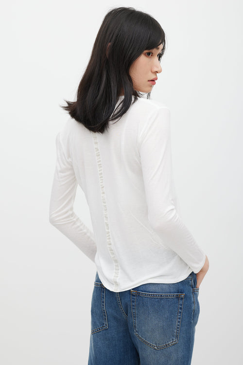 The Row White Long Sleeve Cropped T-Shirt