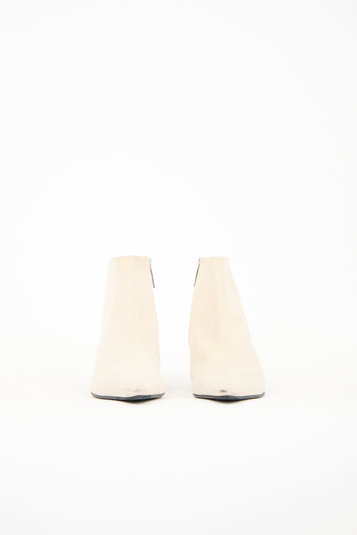 The Row Cream Suede Ambra Ankle Boot