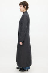 Theory Black Nylon Two Pocket Long Coat