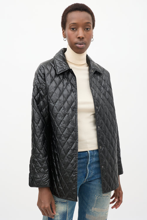 Black Quilted Faux Leather Jacket