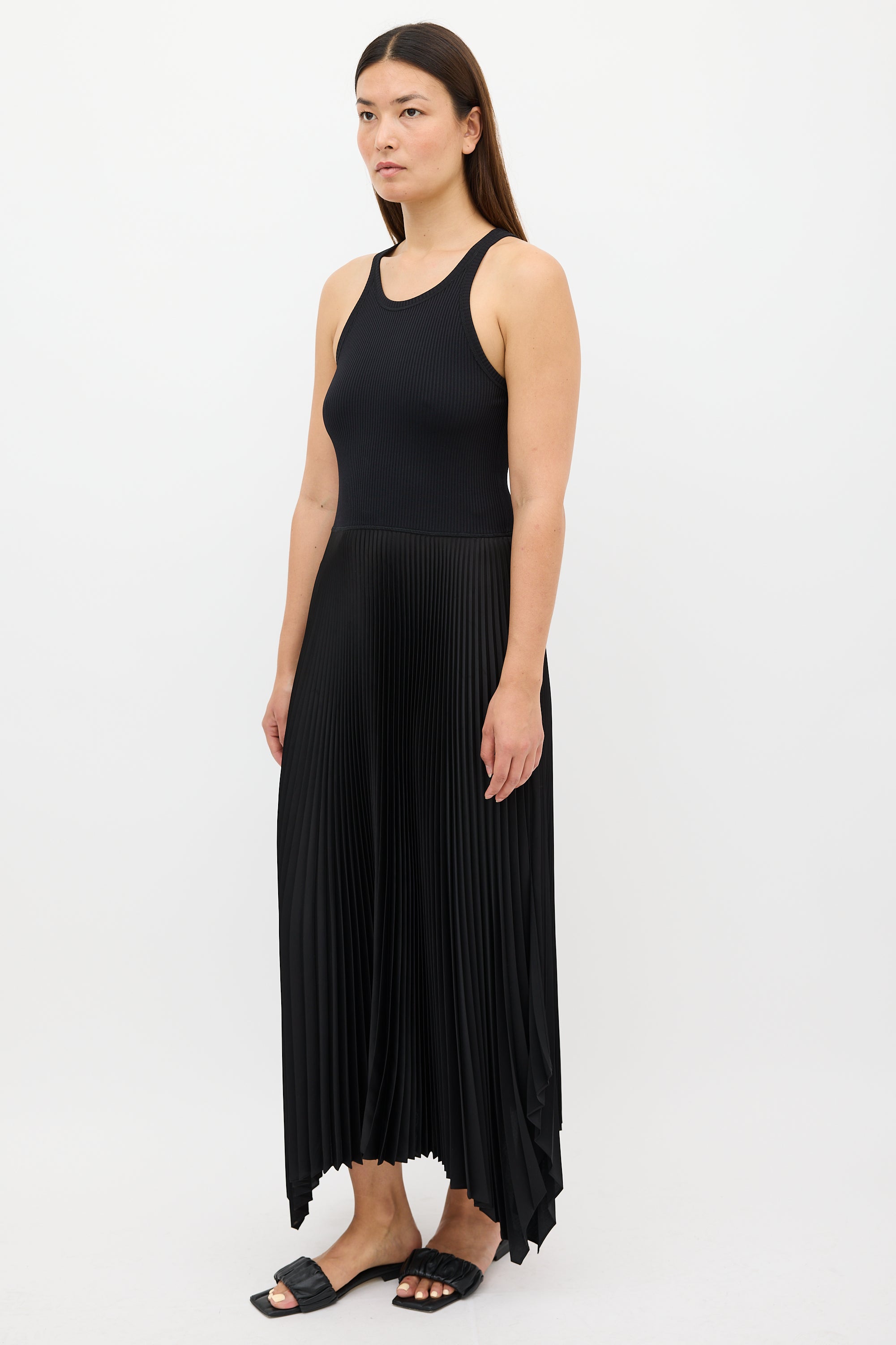 theory ribbed pleated dress Theory Pleated Combination Midi-Dress