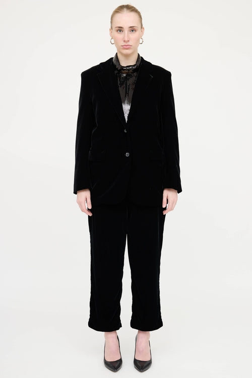 Theory Velvet Blazer and Pant Co-Ord Set