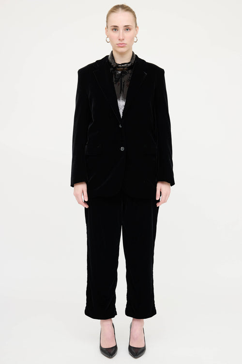 Theory Velvet Blazer and Pant Co-Ord Set