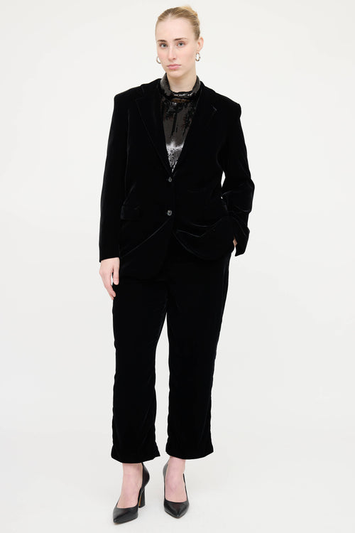 Theory Velvet Blazer and Pant Co-Ord Set