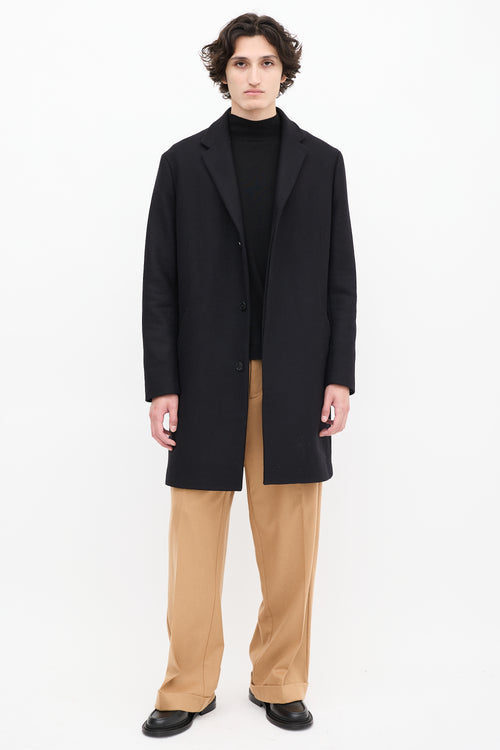 Theory Black Wool & Cashmere Mid Length Coat