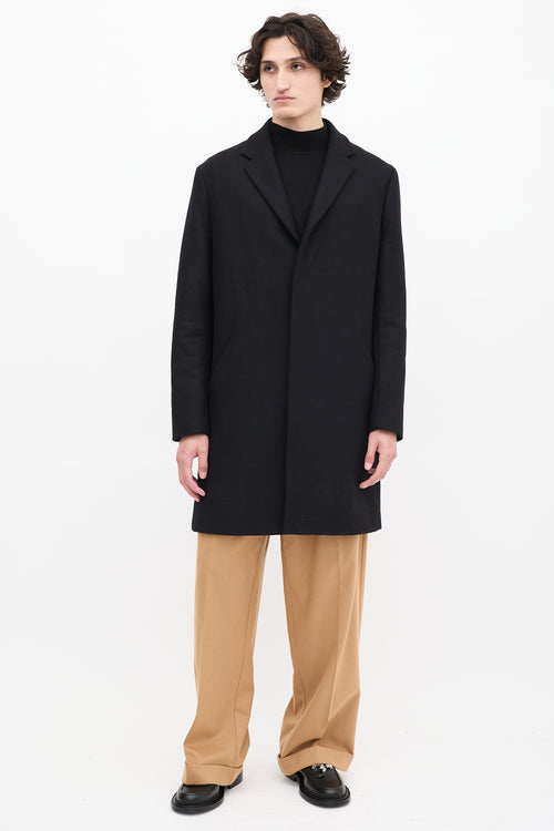 Theory Black Wool & Cashmere Mid Length Coat