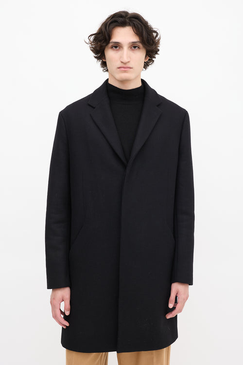 Theory Black Wool & Cashmere Mid Length Coat