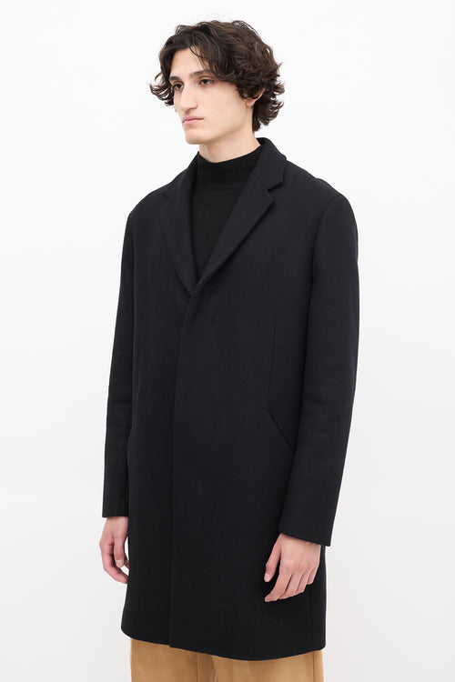 Theory Black Wool & Cashmere Mid Length Coat