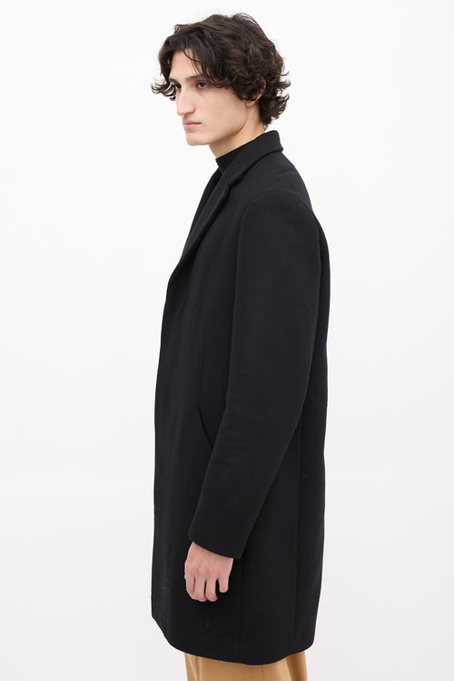 Theory Black Wool & Cashmere Mid Length Coat