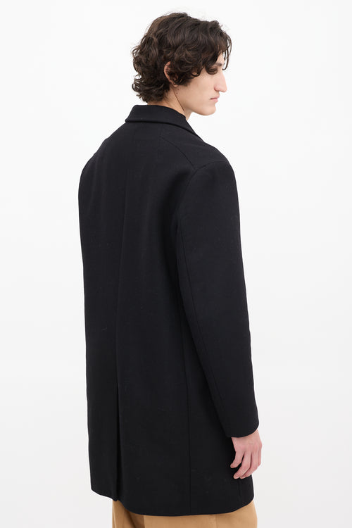 Theory Black Wool & Cashmere Mid Length Coat