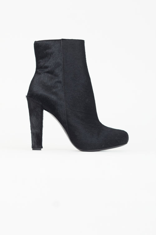 Theory Black Textured Ankle Heeled Boot