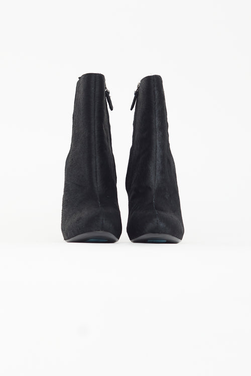 Theory Black Textured Ankle Heeled Boot