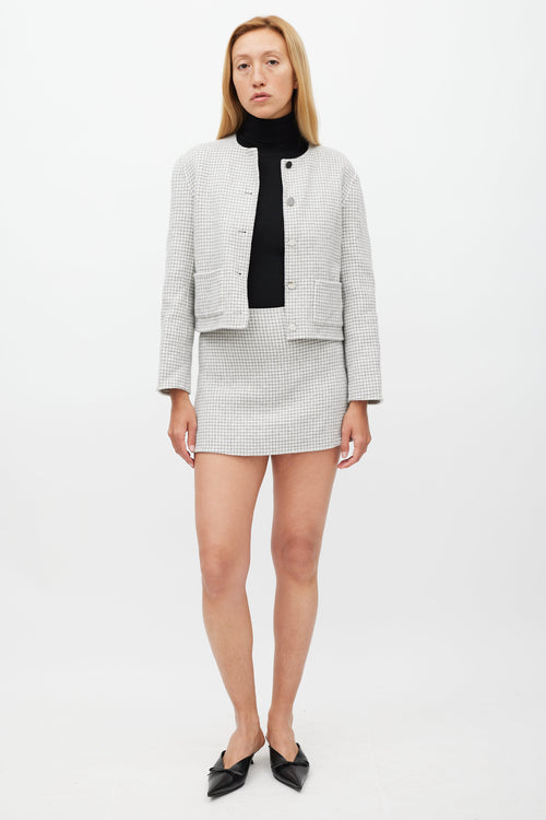 Theory Grey & White Checked Skirt Suit
