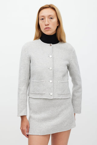 Theory Grey & White Checked Skirt Suit
