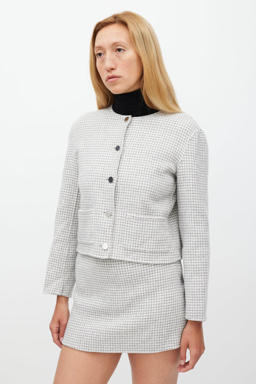 Theory Grey & White Checked Skirt Suit