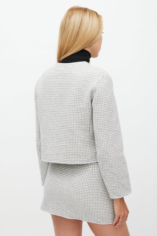 Theory Grey & White Checked Skirt Suit