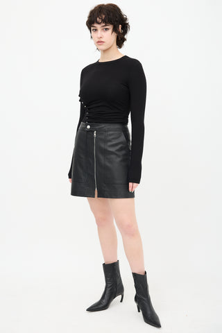 Theory Leather City Mini Skirt