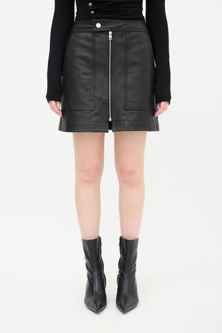 Theory Leather City Mini Skirt