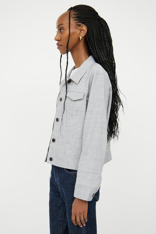 Theory Light Grey Linen Cropped Jacket