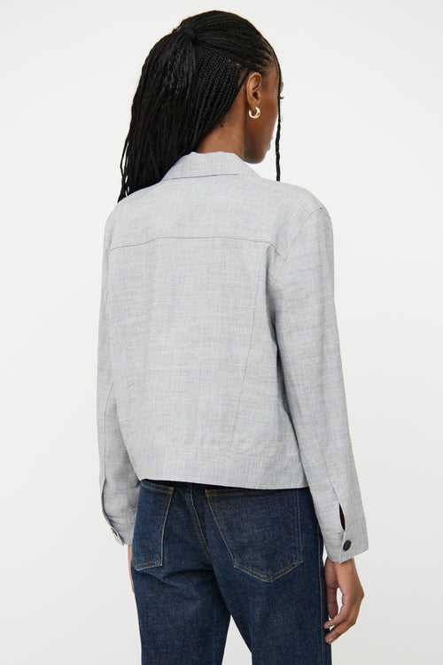 Theory Light Grey Linen Cropped Jacket