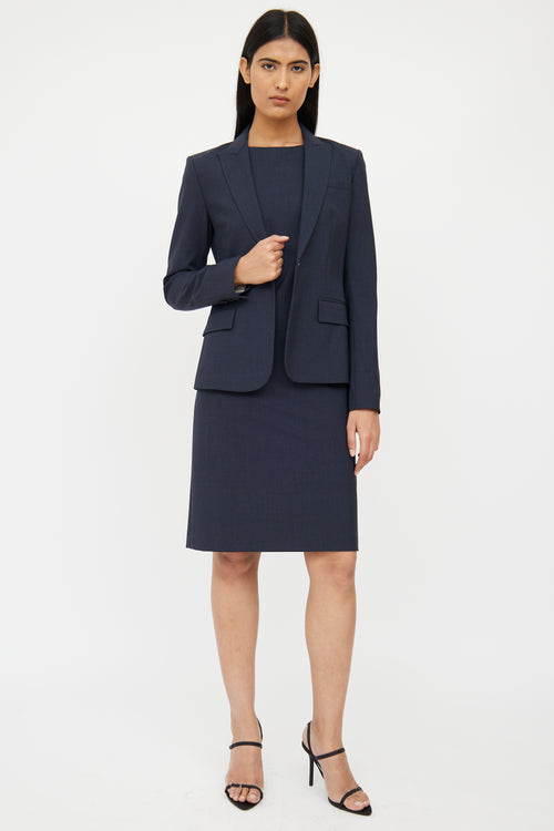 Theory Dark Grey Wool Dress & Blazer Set