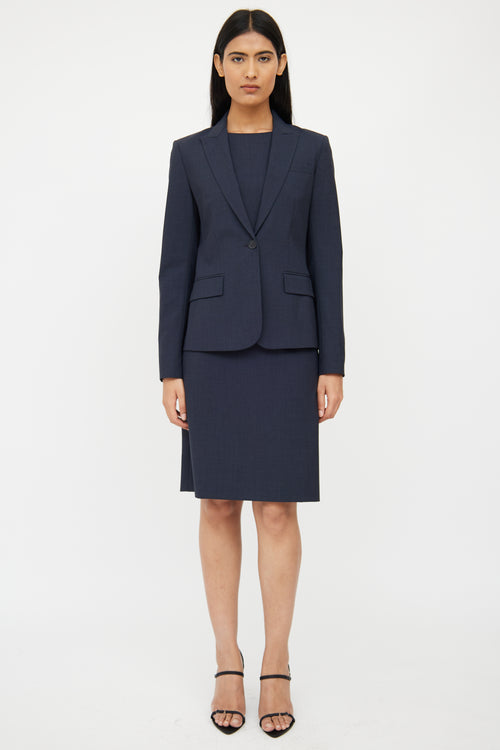 Theory Dark Grey Wool Dress & Blazer Set