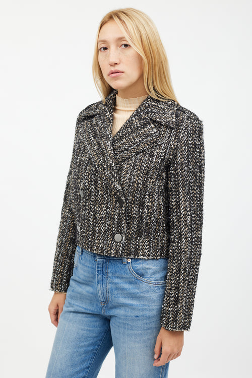 Theory Multicolour Sargent Double Breasted Tweed Cropped Jacket