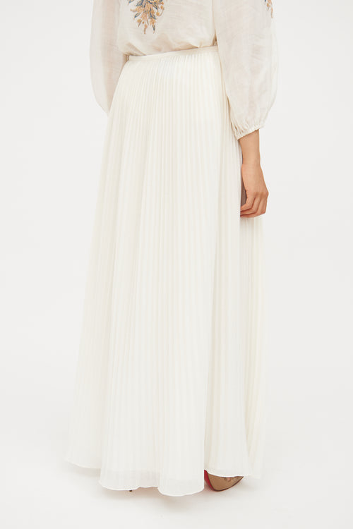 Theory White Pleated Mid Length Skirt