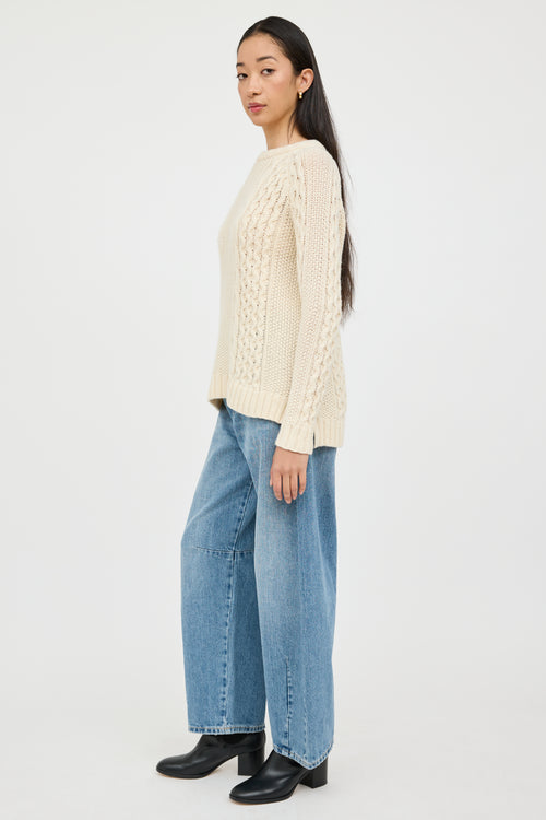 Theory Cream Wool Cableknit Sweater