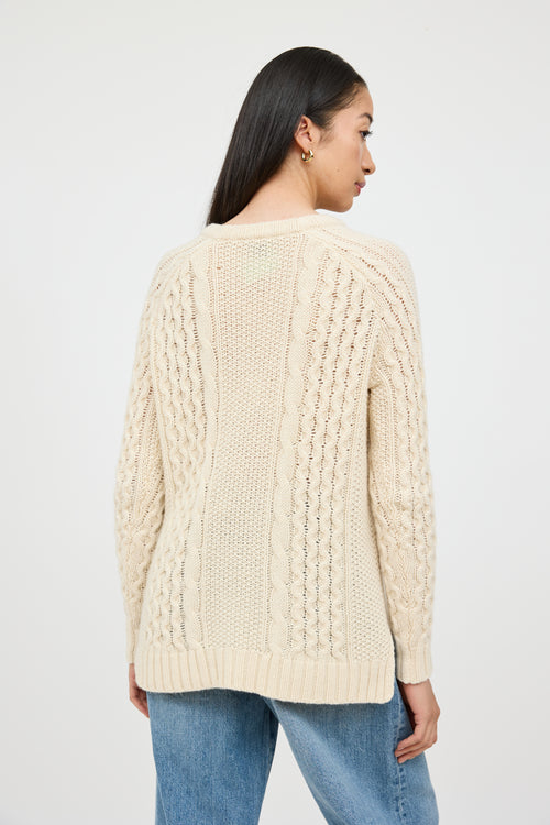 Theory Cream Wool Cableknit Sweater