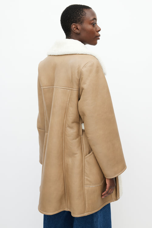 Therma Kota Brown & White Leather Shearling Jacket