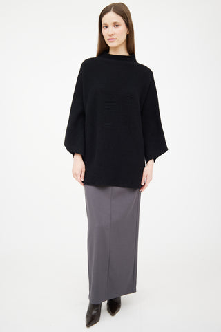 The Row Black Cashmere Knit Asymmetrical Top