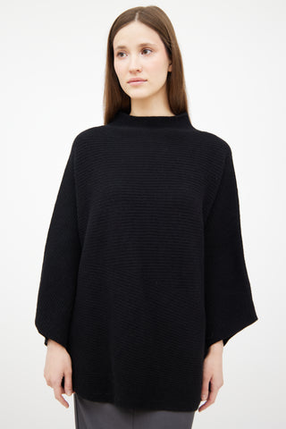 The Row Black Cashmere Knit Asymmetrical Top