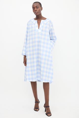 Thierry Colson White & Blue Gingham Tunic Dress